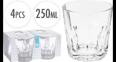 Excellent Houseware Drinkglazenset Water & Frisdrank 250 ml 4 stuks