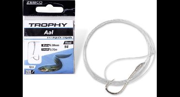 Zebco Trophy Eel Hook-to-Nylon 70cm (8 pcs) Hook Silver - Maat : 1/0