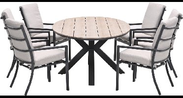 Garden Impressions Senja tuinset 7-delig desert sand - Tulli tuintafel 220x115xH75 cm - light teak vironwood