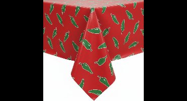 Protecttable - Mexicaans tafelzeil Chiles groen op rood 120x300cm - Tafelkleed Afwasbaar - Kunststof