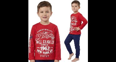 MARVEL Spider-Man Tweedelige rood-marineblauwe pyjama voor jongens, katoenen pyjama met lange mouwen