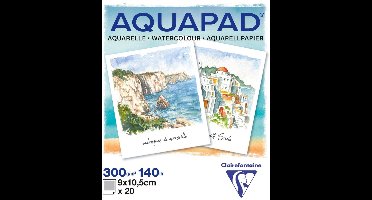 Clairefontaine Aquapad - aquarelpapier - Klein formaat - 9x10,5 cm - 300 g - 20 vel