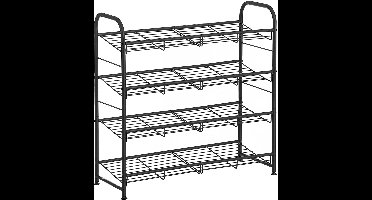 Hoppa! - Schoenenkast - 4 niveaus, stapelbaar, metaal, 68,5 x 27,5 x 65 cm - Zwart