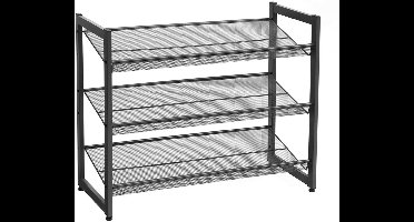Hoppa! - Schoenenrek 3 Niveaus - Zwart - Metaal - 74 x 62,8 x 30,7 cm