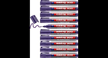 edding 300 permanent marker - violet - 10 stiften - ronde punt 1,5-3 mm - watervast, sneldrogend - wrijfvast - voor karton, kunststof, hout, metaal, glas