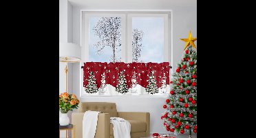 Boraboi® Rode halverwege verduisterende kerstgordijn met feestelijke motieven voor huisdecoratie