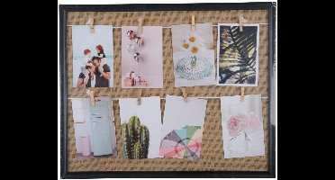 Arti Casa Lijst met 8 Clips - Foto en Kaart Houder - Wanddecoratie met Touw en Knijpers - 50 x 40 cm - Zwart