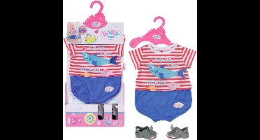 BABY born Bad pyjama met schoenen - Accessoires voor poppen tot 43cm - Haaienthema