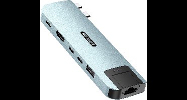 Sitecom - Multiport hub - 6 in 2 - Macbook - Light Blue (Sky Blue) - Macbook Air - 100W - 10 Gbps - 4K 60Hz