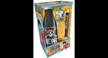 One Piece - "Emblem Flag" Metalen Waterfles + Magneet + Pen Geschenkset