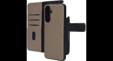 Mobiparts hoesje geschikt voor Samsung Galaxy A17 Samsung Galaxy A18 - Wallet 2-in-1 Boekhoesje - MagSafe - Echt Leder - Uitneembare Case - Sterke Magneet Sluiting - Contactloos betalen - Beige