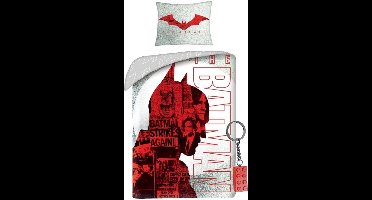 Batman Dekbedovertrek, Caped Crusader - 140x200 cm / 70 x 90 cm - Katoen - inclusief rode sleutelhanger