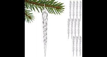 Ruhhy Luxe kunststof kerst ijspegels – set van 12 – met spiraaldesign voor feestelijke decoratie