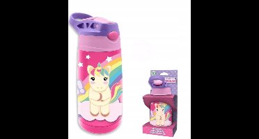 Roze RVS Drinkfles Eenhoorn 400ml
