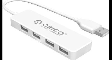 Orico USB 2.0 Hub met 4 USB A poorten - OTG - extra dun - wit