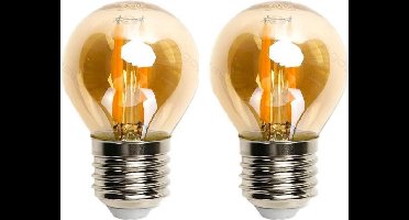 LED kogellamp E27 amber glas - 2 stuks - 6W (=50W) - extra Warmwit 2200K