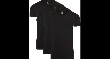 Mario Russo T-shirts - T-shirts Heren - Onder Shirts - Katoen - 3-pack - V-Hals - L - Zwart