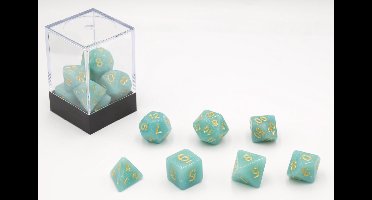 HOT Games dobbelstenen set pastel turquoise - 7 stuks kunststof.