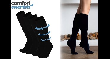 Comfort Essentials - Compressie Sokken - Steunkousen Vrouwen - 2 Paar - Zwart - 35/38 – Unisex - Reissokken - Compressie Kousen - Steunkousen Mannen Compressiesokken