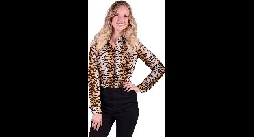 Disco Blouse Tijger Dames - Dames Blouse - Hippie Blouse - Disco Blouse - Tijger - Maat M