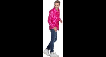 Ruchesblouse satijn cyclaam - Maat 64