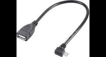 Renkforce USB-kabel USB 2.0 USB-micro-B stekker, USB-A bus 10.00 cm Zwart Met OTG-functie, Vergulde steekcontacten