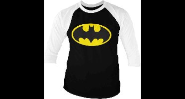 DC Comics Batman Raglan top -L- Signal Logo Zwart/Wit