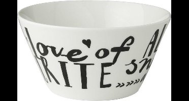 Dutch Rose Zwart-Wit Kom 14 cm Wit Favourite Snacks