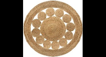 Jute Vloerkleed rond 80cm | Klein Rond Vloerkleed Met Patroon | Klein Vloerkleed