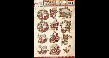 Santa Holly Jolly 3D-Uitdrukvel Push-Out Yvonne Creations