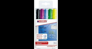 edding Glassboard Marker - 5 gekleurde glasstiften - Diverse kleuren - Ronde punt van 2-3 mm