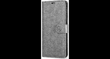 Hoesje Geschikt voor Samsung Galaxy S21 FE wallet case/hoesje/book case met pasjeshouder hoge kwaliteit kleur Grijs