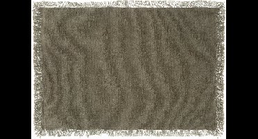 Secret de Gourmet placemats Kenya - 1x - olijfgroen - 45 x 30 cm - katoen - met franjes