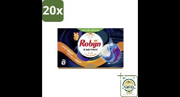 20 x Robijn - 3-in-1 Black Velvet - Wascapsules - 15 Wasbeurten - Grootverpakking - Zwart Wasmiddel - Donkere Was - 3-in-1 Wasmiddel - Wasverzachter - Geur Wasmiddel