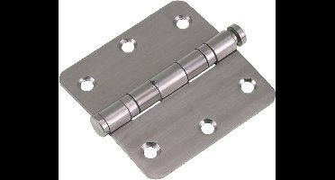 Starx Kogelscharnier - Vierkant Model met Ronde Hoeken - Roestvrijstalen (RVS) Scharnier - Afmeting 76 x 76 mm - Kogellager Scharnier voor Binnengebruik - Kleur Zilver - 2 Jaar Garantie