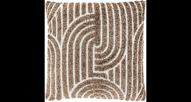 Unique Living Sierkussen Ziza - Textiel - Taupe - 45x45 cm (BxD) - Getuft - Dove White