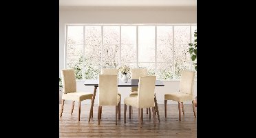 Stoelhoes - 48D x 48B x 58H centimeter - polyester - stretch - universele maat - afneembaar - wasbaar - Elastisch - Afneembaar - casual - Waterbestendig - Kleur : lichtbeige