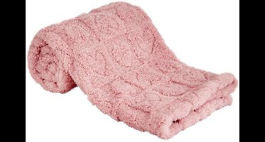 Wollen babydeken met hartjesmotief, superzacht pluizig koralvlies (280 g/m²) warm, geschikt voor zowel jongens als meisjes, zachte baby-/peuterdeken voor wiegjes, kinderwagens & autostoeltjes, 30 x 40 inch (donkerroze)