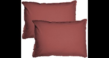 Matt & Rose Set Kussenslopen Bordeaux Rood - 50 x 70 cm - Gewassen Katoen