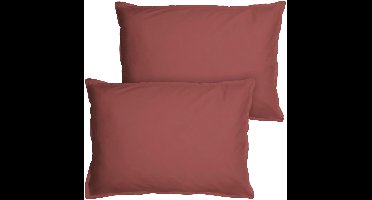 Matt & Rose Set Kussenslopen Wijnrood - 50 x 70 cm - Gewassen Katoen