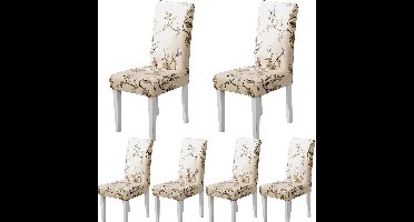 Stoelhoes - 6 Stuks - 17,8D x 38-49B x 46-55H centimeter - Stretch - polyester - modern - Elastisch - Machinewas - Kleur : Bruine Bloemen