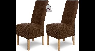 Stoelhoes - Set van 2 - Polyestermix - Microvezel - Elastische Band - Elegante - Stretch fit - Machinewas - Niet waterbestendig - Kleur : Bruin