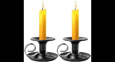 2 stuks - Kandelaars - Metalen kandelaars - Minimalistische stijl - Vintage - Kaarsenstandaards - Geschikt voor romantische dinerdecoraties, bruiloftsarrangementen, kaarsenopstelling - Woondecoratie - Theekopvormig - Zwart
