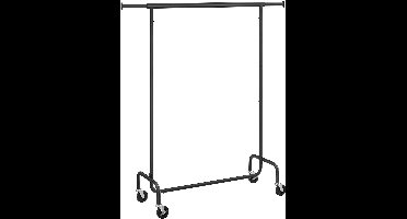 Sierra Kledingrek, Kledingrek op wielen, heavy-duty kledingstang met uitschuifbare ophangstang, 130 kg draagvermogen, 45 x 110-150 x 162,9 cm, verchroomd mat zwart HSR011B01