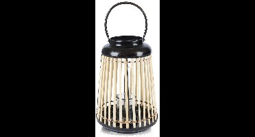 Home Styling Collection - Bambus Lantaarn - 33 cm - Tuindecoratie - Zwart Metaal