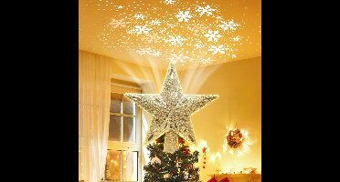 Home & Marker - Kerstboom Piek - Verlichte Piek - Kerstboom Projector - 3 Projectiemodi - Sneeuwvlokken & Kerstman - 2.5m Kabel - FLAKELITE