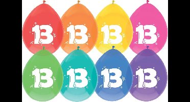 Ballon 13 jaar frisse kleuren 8 stuks