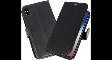 Zwart Rico Vitello Echt Leren Bookstyle Wallet Hoesje voor iPhone 11