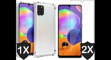 Hoesje geschikt voor Samsung Galaxy A31 - Transparant Shock Proof Case + 2x Screen Protector Glas