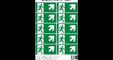 Pictogram sticker E002 A45 Nooduitgang NO rechts - 100x50mm 10 stickers op 1 vel
